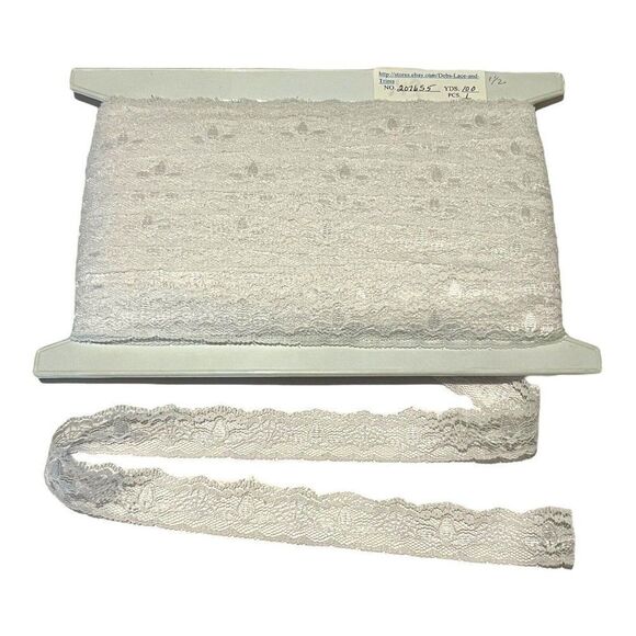 Vintage Scalloped LOT White Floral Lace Trim Roll 100yds 1.25” Wide Lingerie - Picture 1 of 3